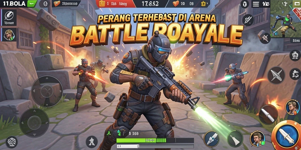 Gameplay seru dan intens dalam 11BOLA Battle Royale.