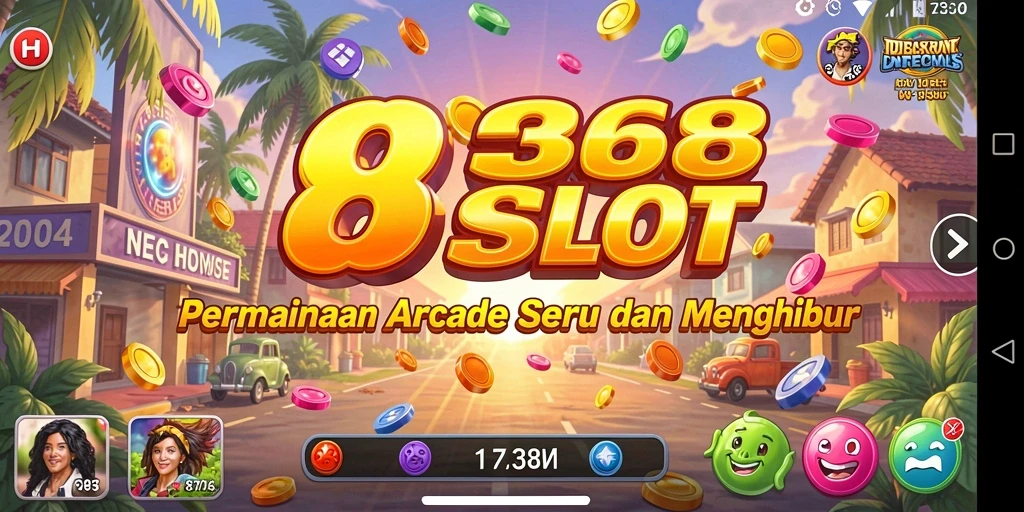 Screenshot utama 8368SLOT menampilkan gameplay arcade yang seru dan penuh warna.