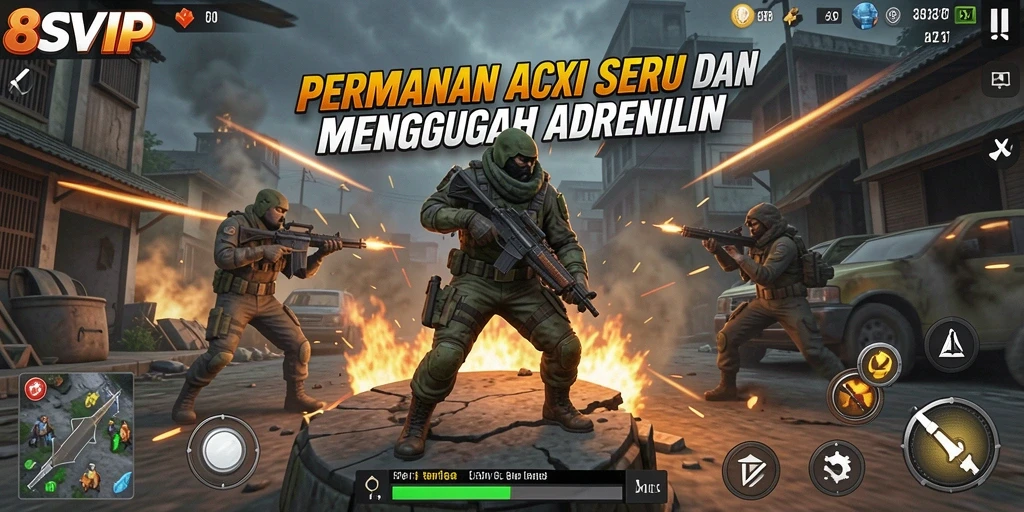Tampilan gameplay 8SVIP yang menegangkan dan penuh aksi.