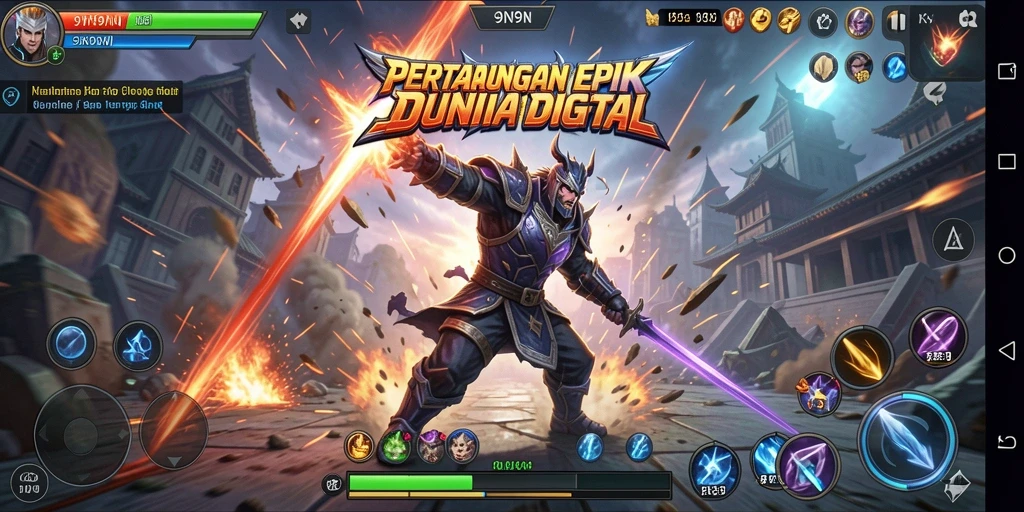 Tangkapan layar dari gameplay pertarungan di 9N9N.