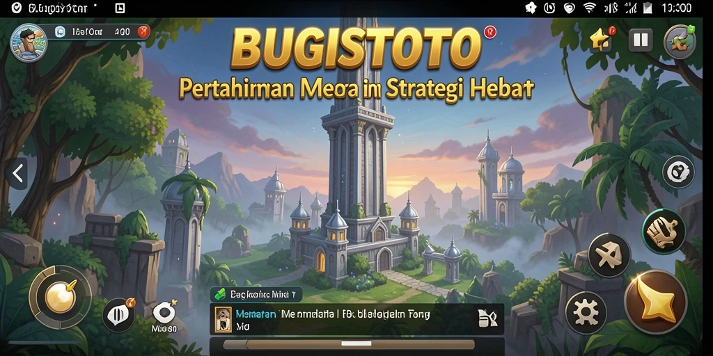 Screenshot menampilkan pertarungan menara yang seru dalam BUGISTOTO.