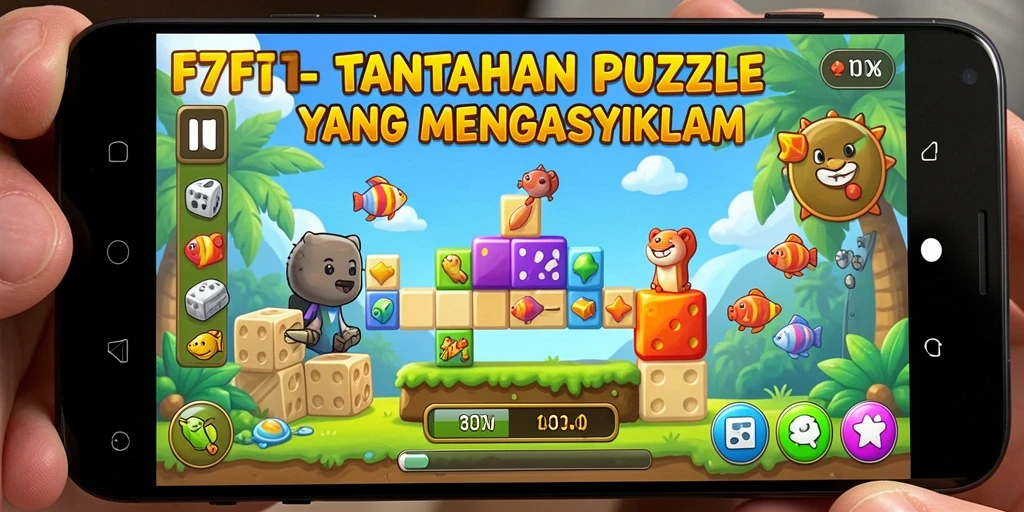 Tampilan gameplay F7F7 dengan banyak puzzle menarik.