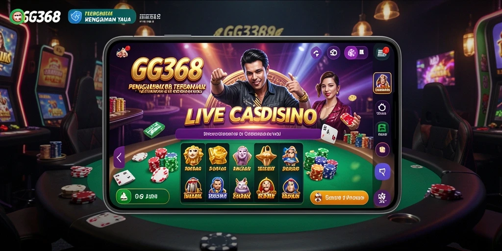 Screenshot gameplay Live Casino di GG368 dengan dealer profesional.