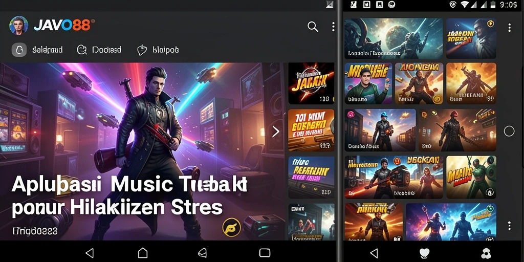Tangkapan layar utama JAVO88 menampilkan antarmuka interaktif dan beragam pilihan lagu.