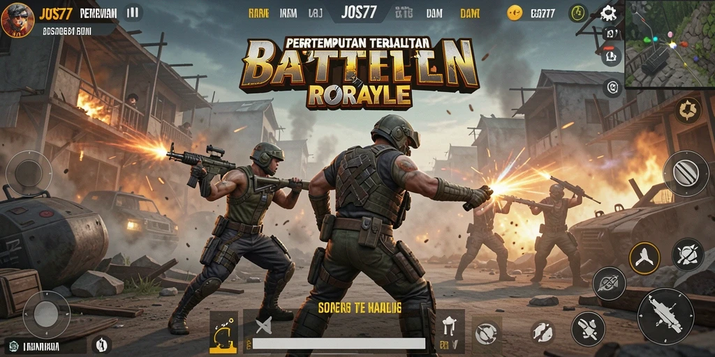 Tangkapan layar gameplay JOS77 yang menampilkan aksi Battle Royale seru.
