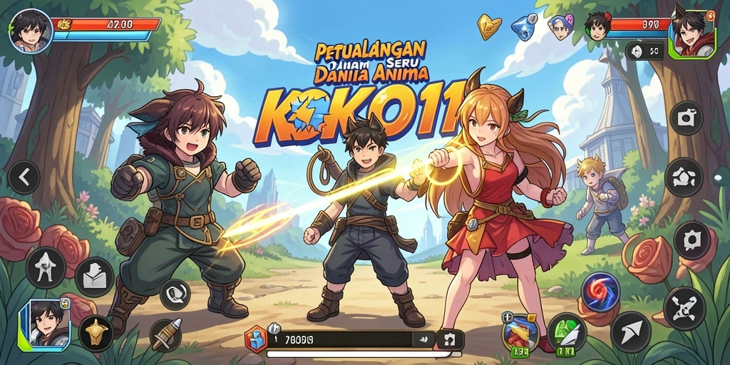 Tampilan permainan KOKO11 yang menakjubkan saat karakter bertarung dalam dunia anime.