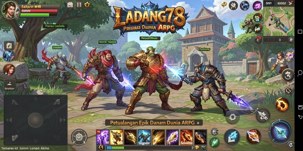 Tampilan gameplay ARPG yang menegangkan di LADANG78.