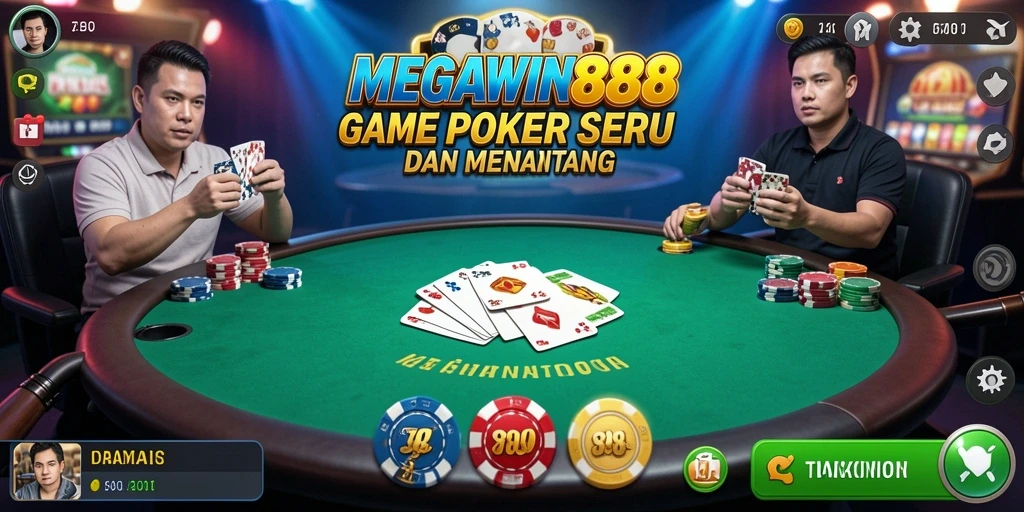 Tampilan gameplay menarik dari MEGAWIN888 yang menggambarkan aksi Poker.