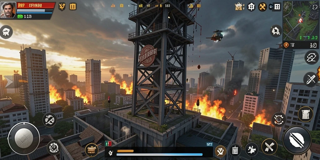 Tampilan gameplay PP7 yang menegangkan dengan menara pertahanan beraksi.
