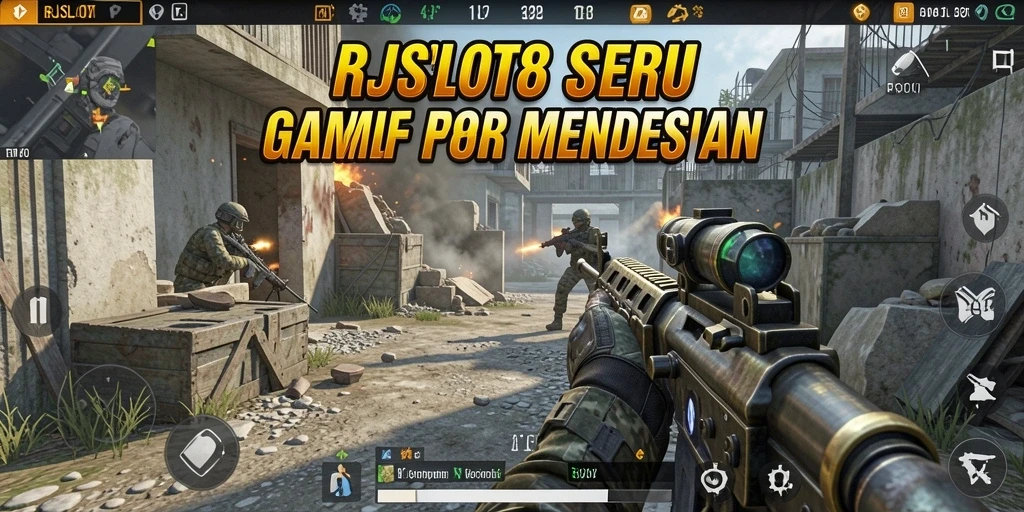 Screenshot menunjukkan aksi intens dari gameplay RJSLOT88 dalam mode FPS.