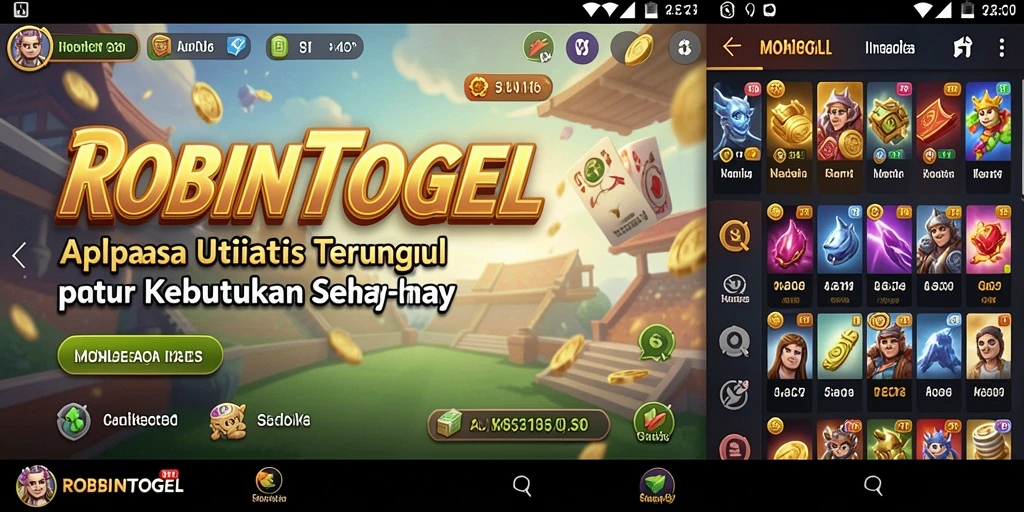 Tampilan antarmuka aplikasi ROBINTOGEL yang user-friendly dan intuitif.