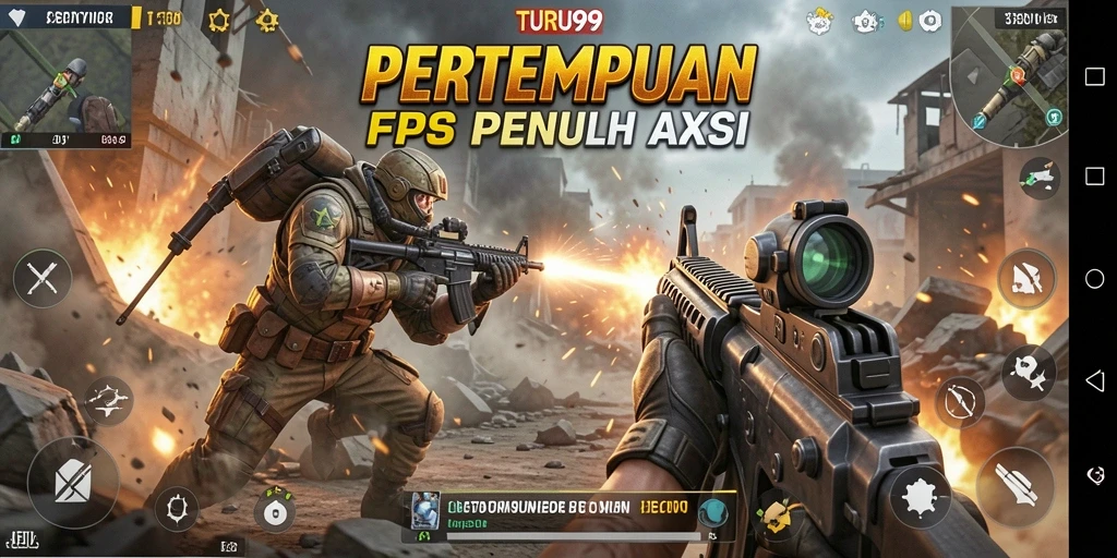 Tangkapan layar TURU99 menampilkan pertempuran FPS yang intens.