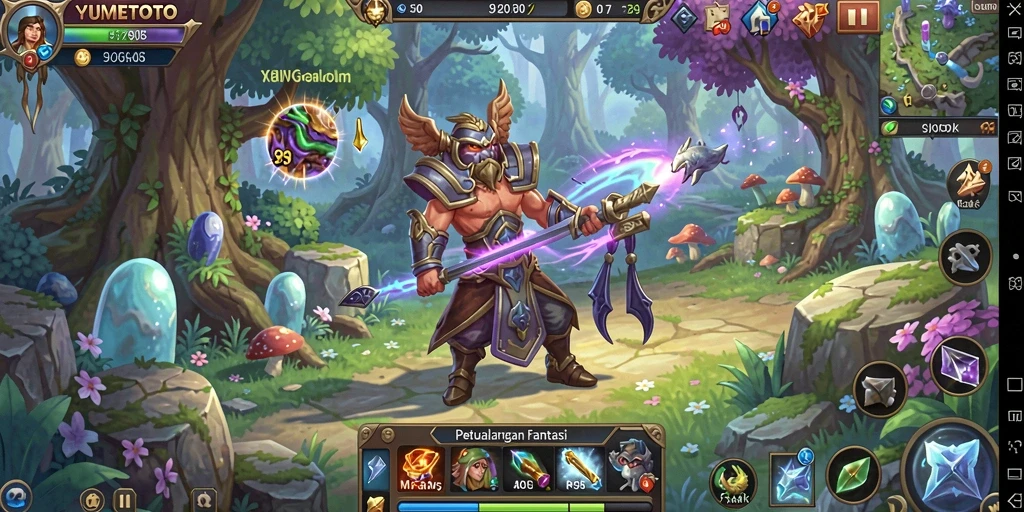 Tampilan gameplay YUMETOTO yang menampilkan pertarungan menarik dan karakter unik.